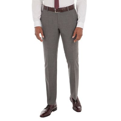 Grey textured wool blend tailored fit suit trouser